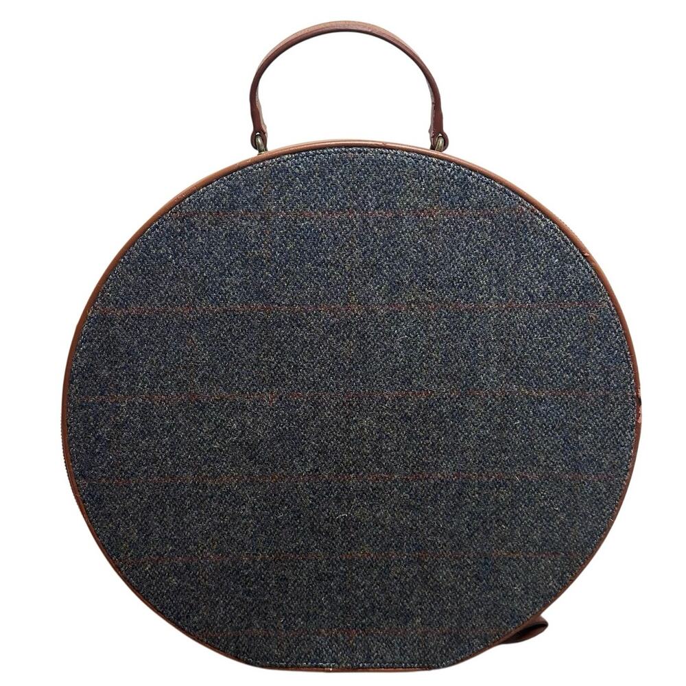 Goorin Bros RARE Tweed Leather Travel Hat Case Box Zipper Pocket Top Handle - Picture 5 of 14